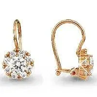 Серьги детские из красного золота с фианитами