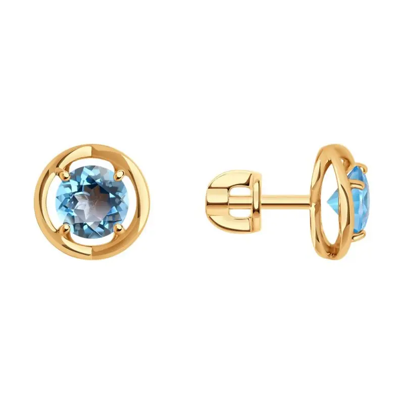 Серьги пуссеты из красного золота