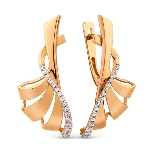 Серьги с английским замком из красного золота