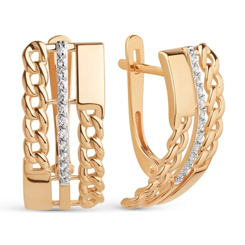 Серьги с английским замком из красного золота