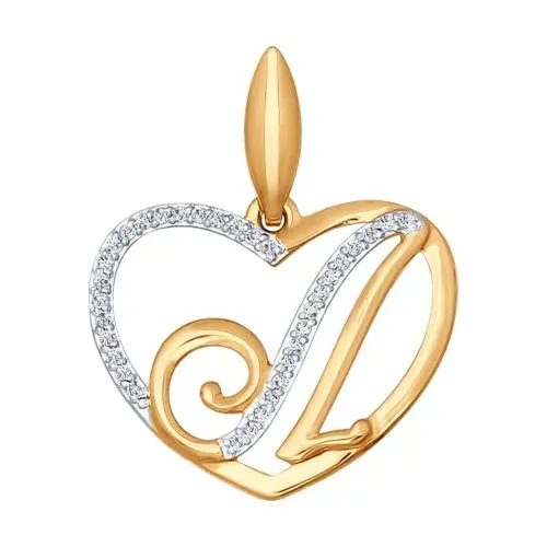 Подвеска буква из комбинированного золота