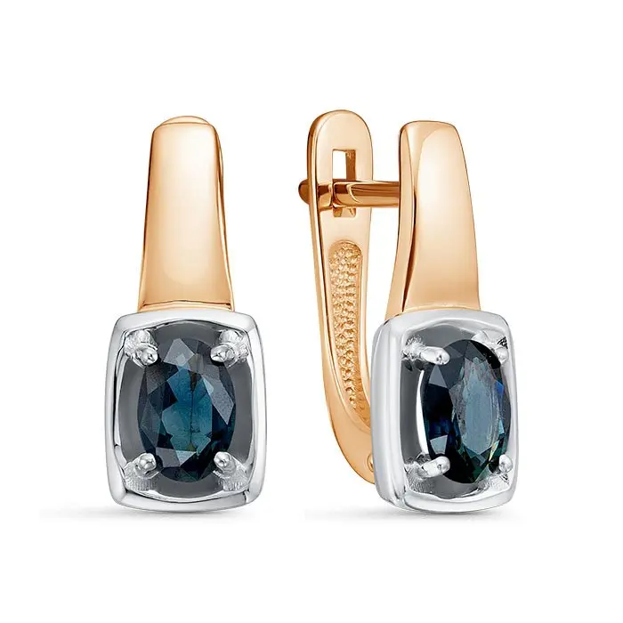 Серьги с английским замком из комбинированного золота