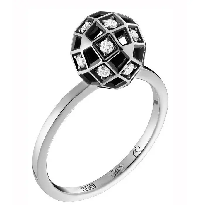 Кольцо декоративное из белого золота с бриллиантами