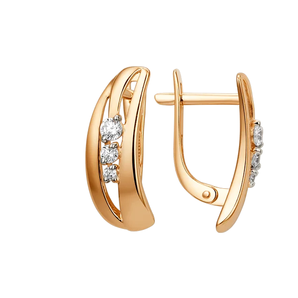 Серьги с английским замком из красного золота