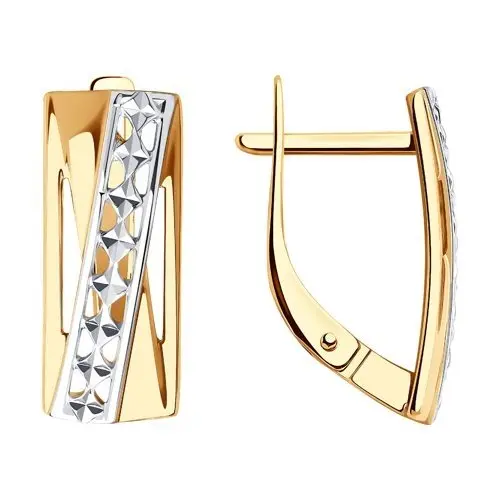 Серьги с английским замком из комбинированного золота