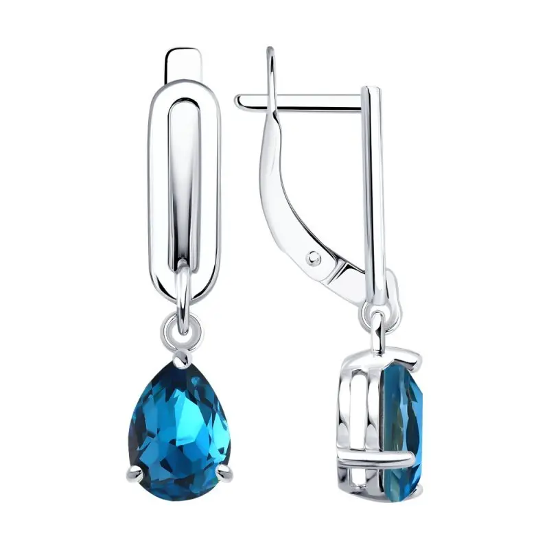 Серьги подвесные из серебра