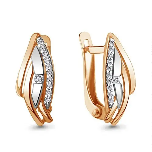 Серьги с английским замком из комбинированного золота