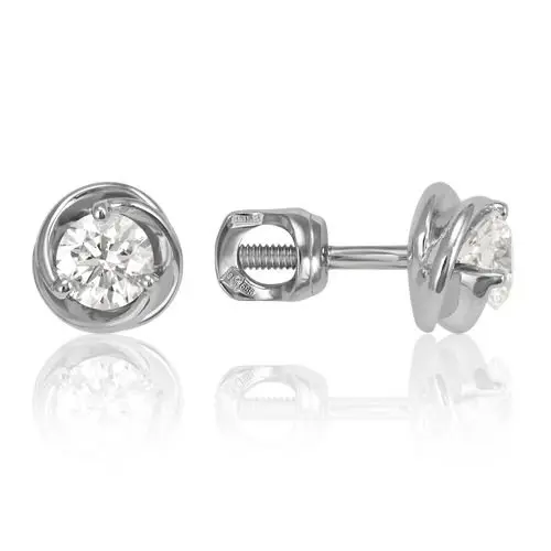 Серьги пуссеты из белого золота