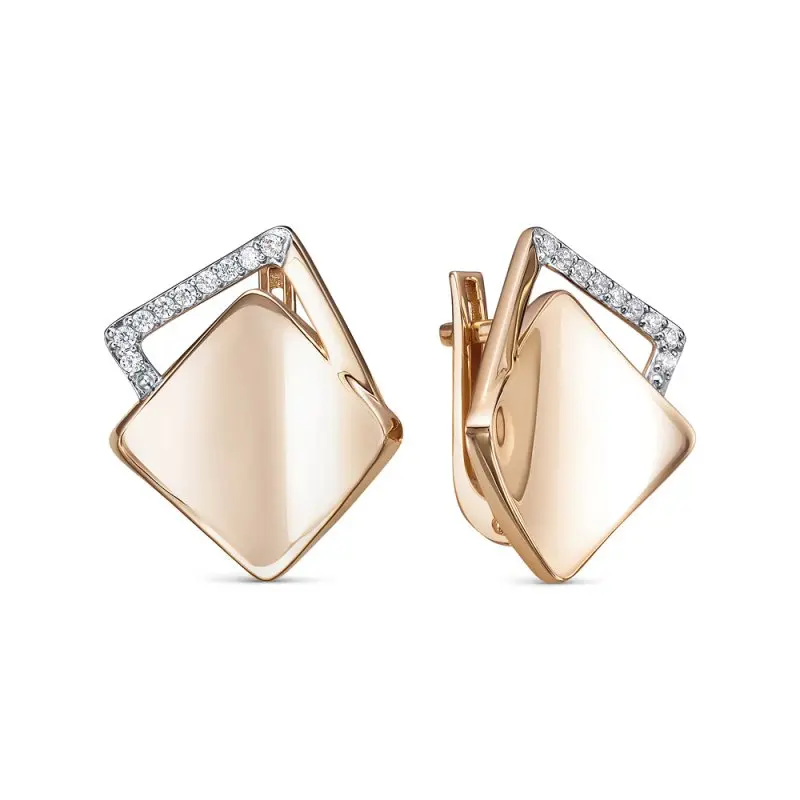 Серьги с английским замком из красного золота