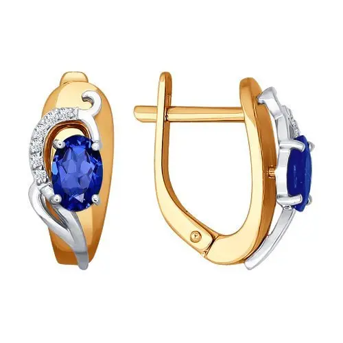 Серьги с английским замком из комбинированного золота