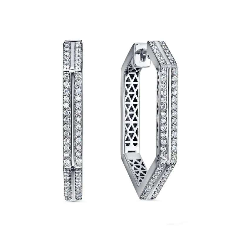 Серьги с английским замком из белого золота