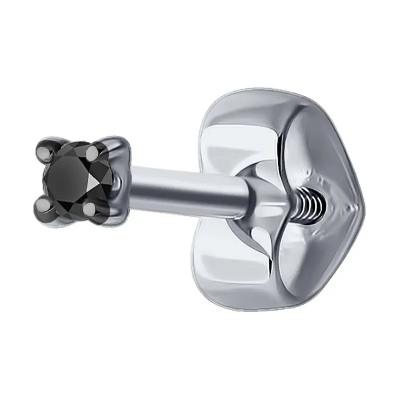 Серьги одиночные из белого золота