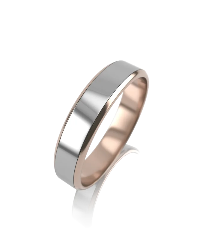 Кольцо обручальное из комбинированного золота
