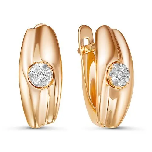 Серьги с английским замком из красного золота