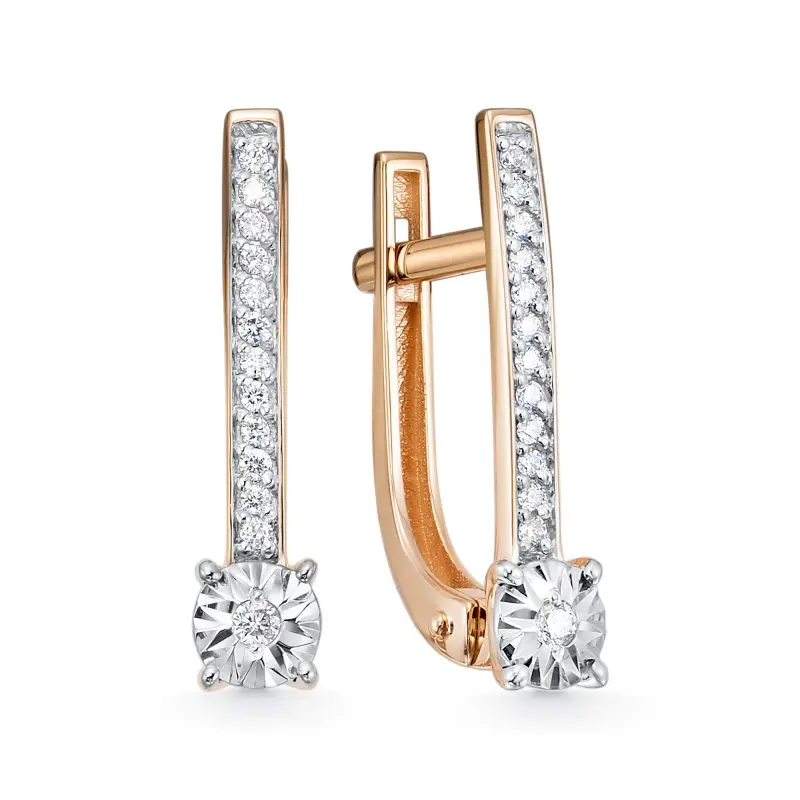 Серьги с английским замком из комбинированного золота