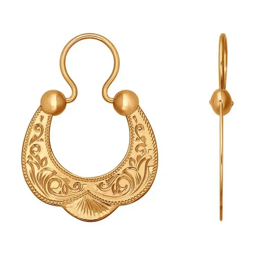 Серьги петельки из красного золота