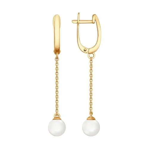 Серьги подвесные из красного золота