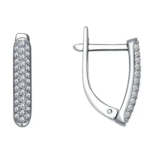 Серьги с английским замком из белого золота