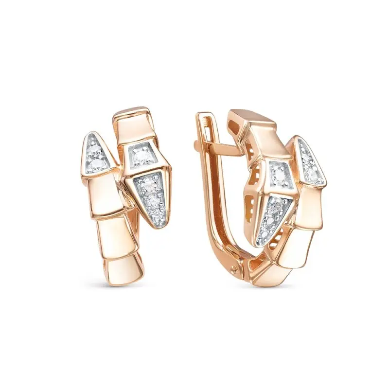 Серьги с английским замком из комбинированного золота