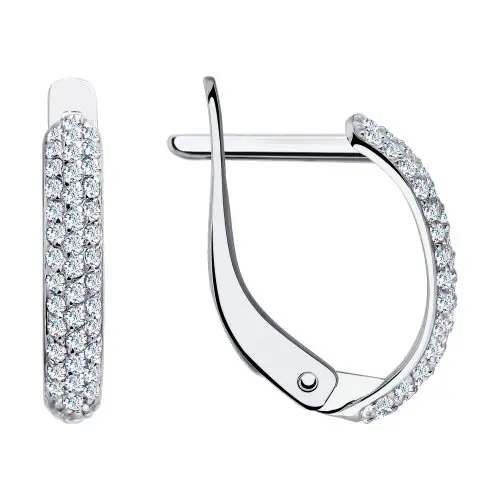 Серьги с английским замком из белого золота