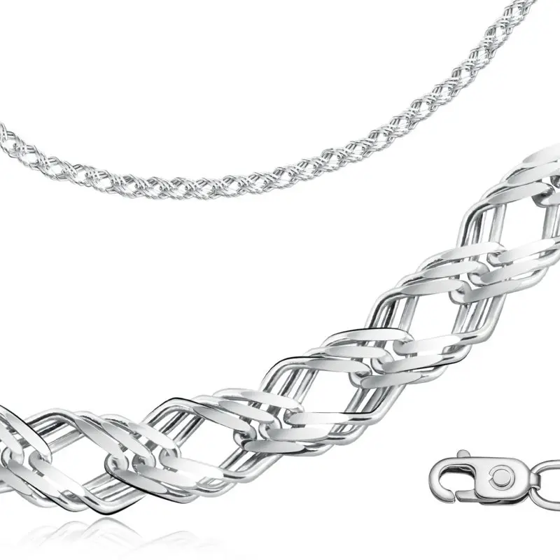 Браслет цепочный из белого золота