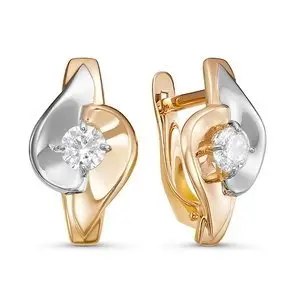 Серьги с английским замком из комбинированного золота