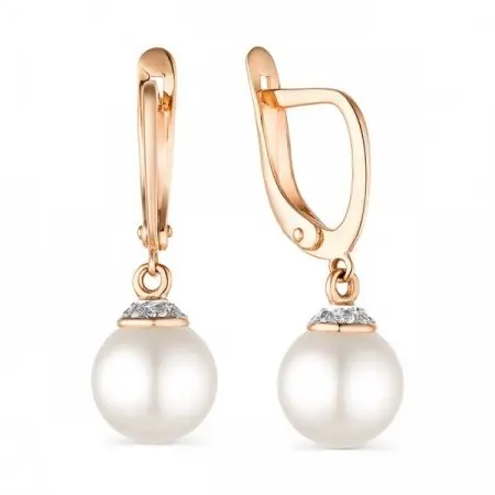 Серьги подвесные из красного золота