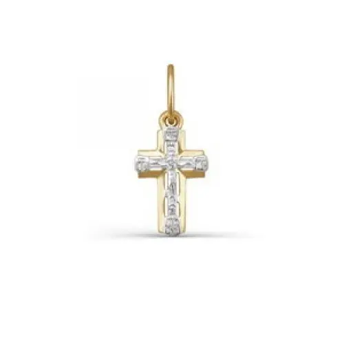 Подвеска крест из комбинированного золота