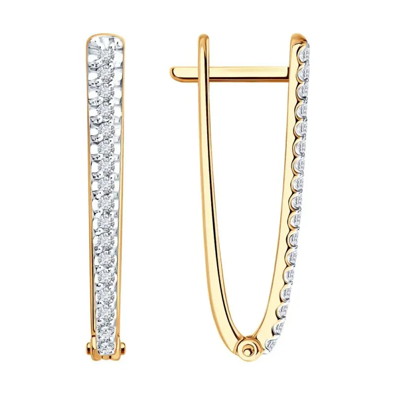 Серьги с английским замком из комбинированного золота