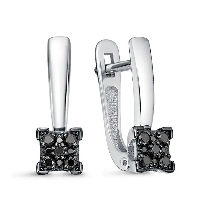 Серьги с английским замком из белого золота