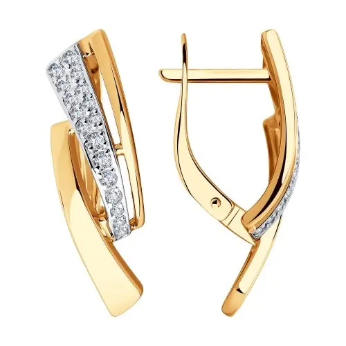 Серьги с английским замком из комбинированного золота