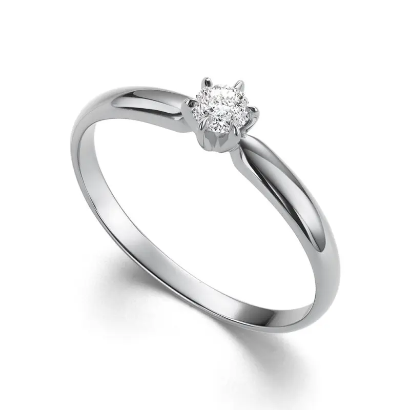 Кольцо помолвочное из белого золота