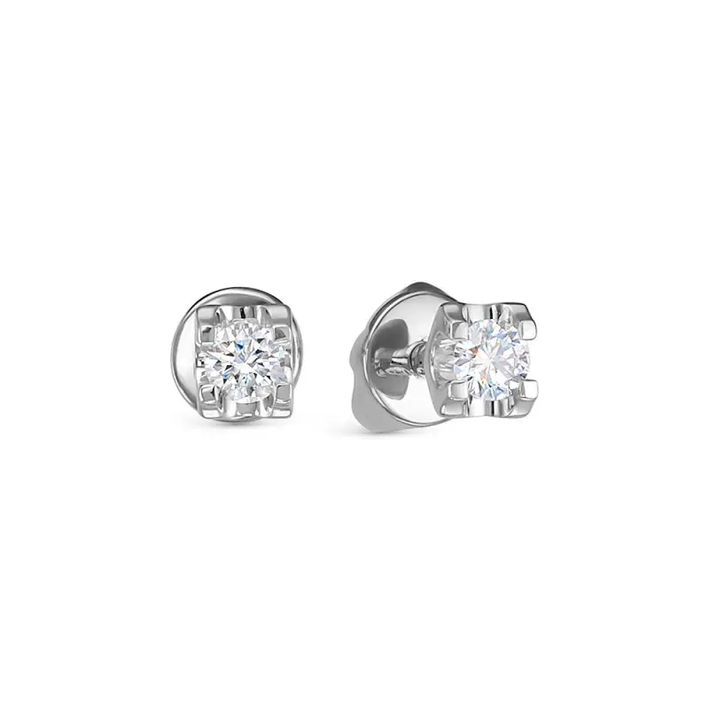 Серьги пуссеты из белого золота