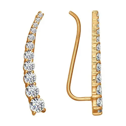 Серьги зажимы из красного золота