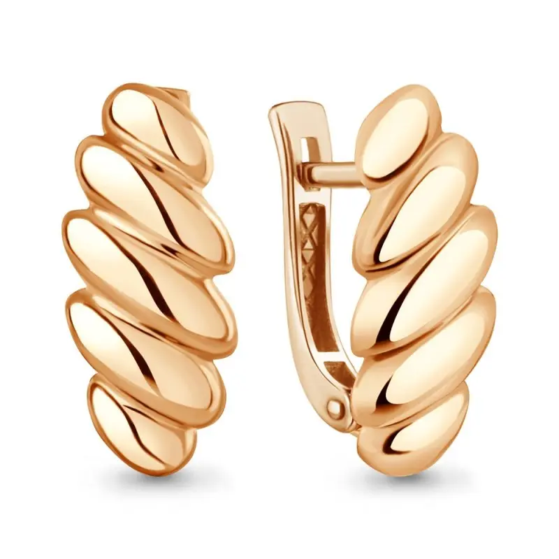 Серьги с английским замком из красного золота