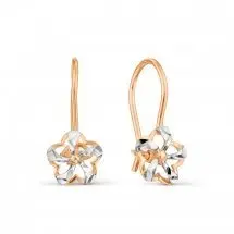 Серьги детские из комбинированного золота