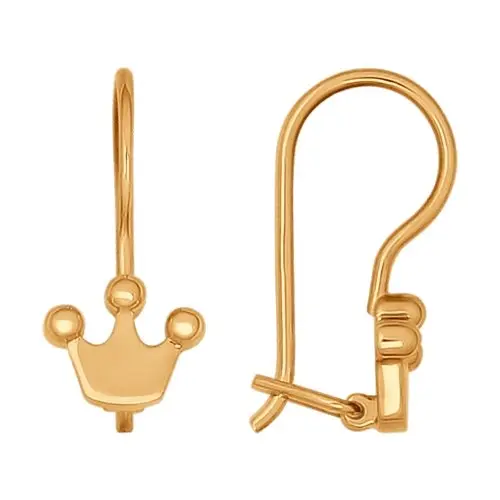 Серьги детские из красного золота