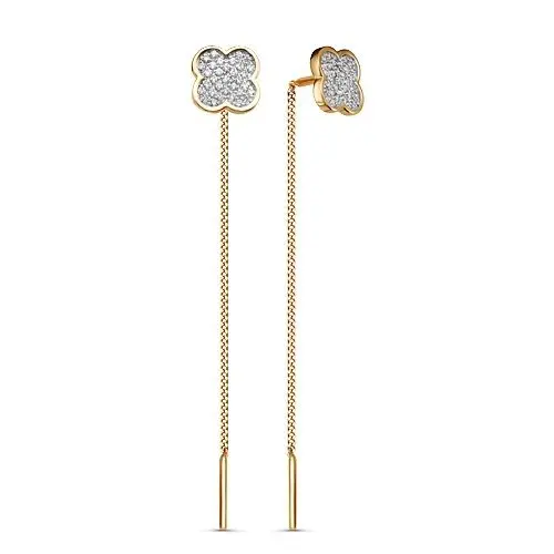 Серьги цепочки из красного золота