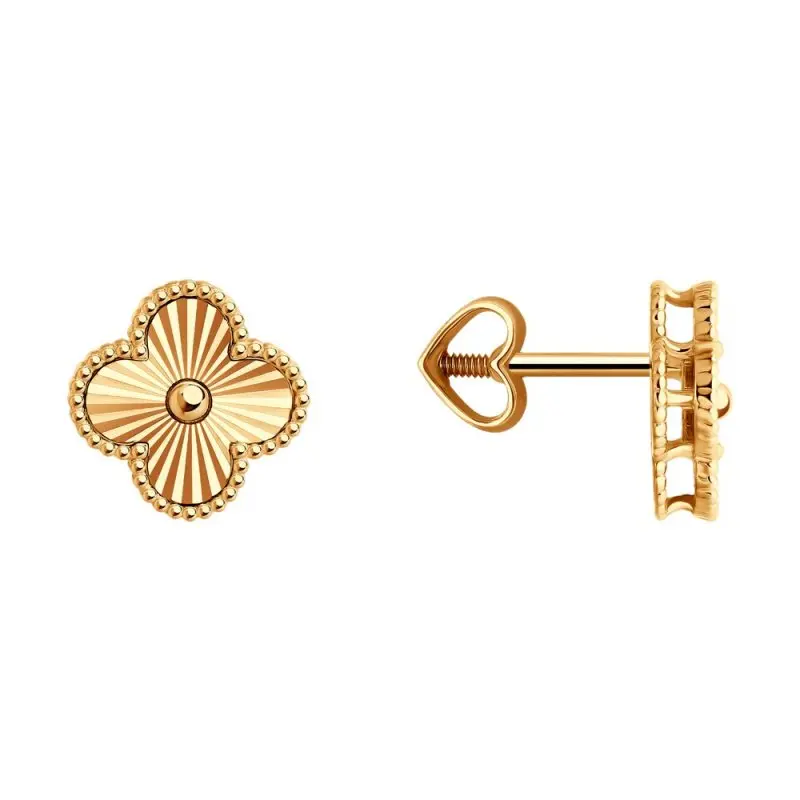 Серьги пуссеты из красного золота