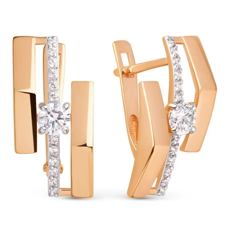 Серьги с английским замком из красного золота