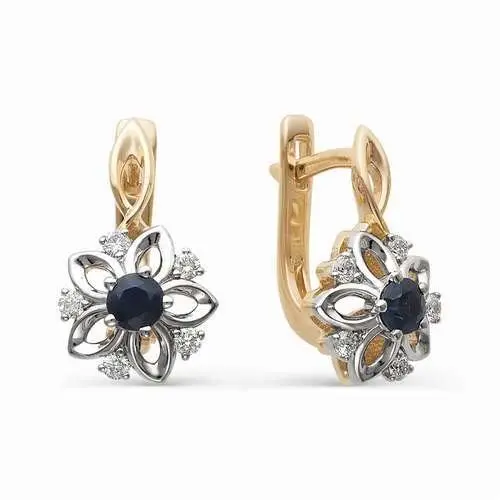 Серьги с английским замком из комбинированного золота