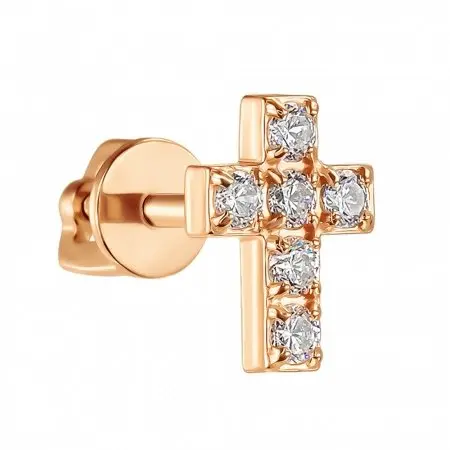 Серьги одиночные из красного золота вид 1