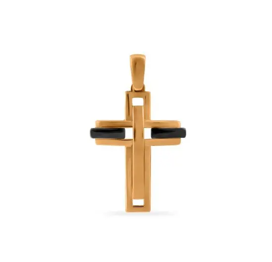 Подвеска декоративный крест из комбинированного золота