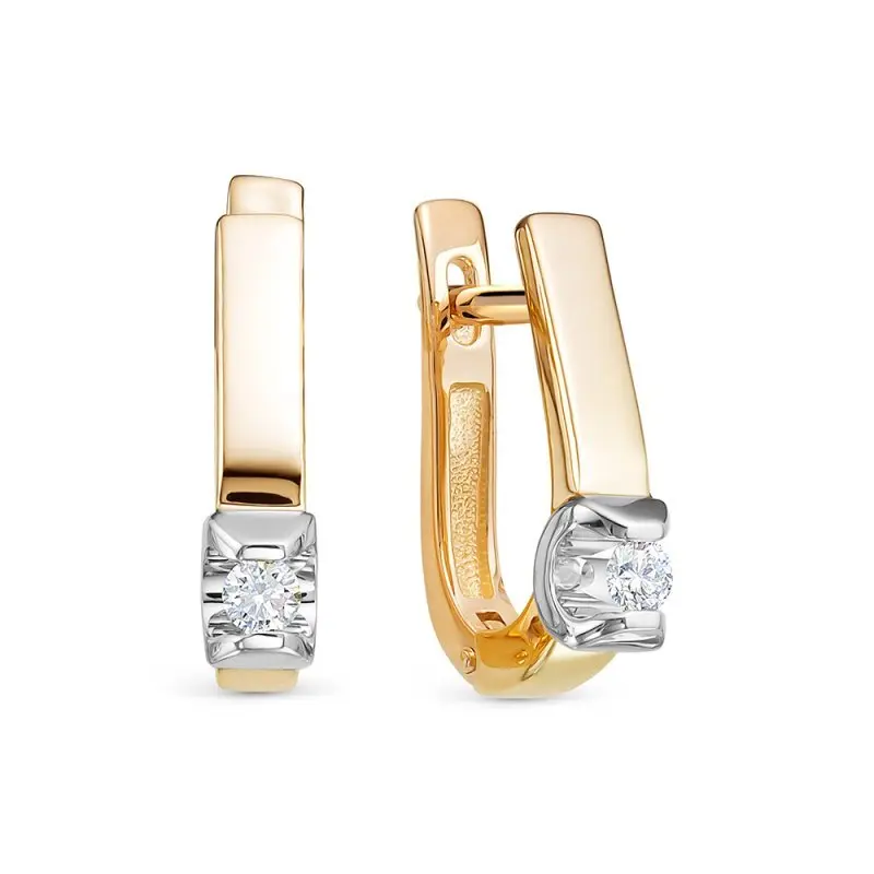 Серьги с английским замком из комбинированного золота