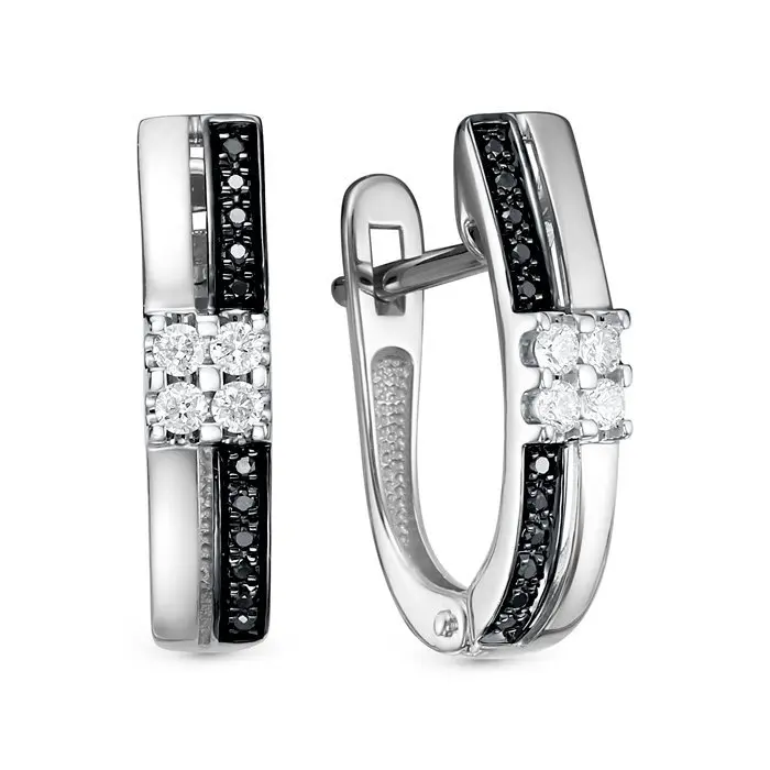 Серьги с английским замком из белого золота