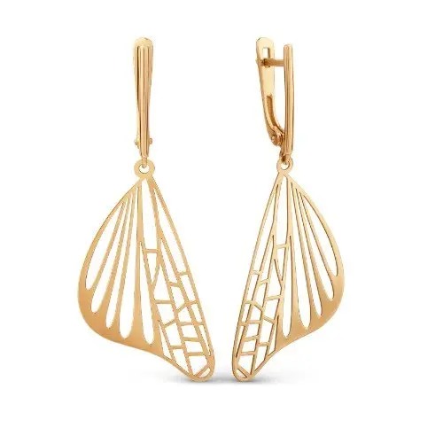 Серьги подвесные из красного золота