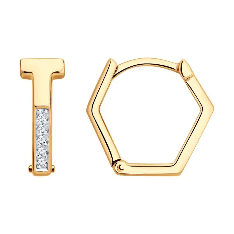 Серьги с английским замком из красного золота