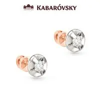 Серьги пуссеты из комбинированного золота