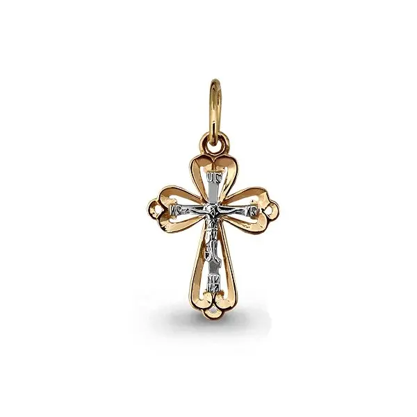 Подвеска крест из комбинированного золота