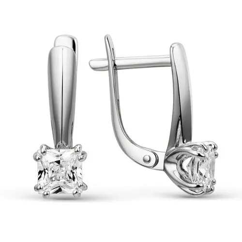 Серьги с английским замком из белого золота